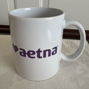 NWT Corporate Coffee Mug Aetna Healthcare Branded Swag Merch White & Purple Mug